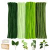 LansinLife 400 Pcs Pipe Cleaners Craft Set, 4 Assorted Pipe Cleaners Flower Kit, 7MM Fluffy Chenille Stems Flower Making Kit with 1Pcs Storage Bag for DIY Bouquet Gift Crafts Decorations (New Green)