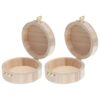 LAPYAPPE 2pcs Wooden Jewelry Box round DIY Storage Case for Rings Earrings