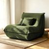Large Bean Bag Chair for Adults, Teddy Fabric Boneless Lounge Chair, Green