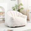 Large Bean Bag Chairs for Adults, Soft Boneless Chair with Filler, White