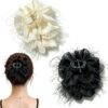 Large Bow Chiffon Silk Hair Clips for Women Elegant Feather Claw Clips