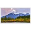 Large Canadian Banff Rockies Autumn Lake Wall Art Snow Capped Mountain Peaks Canvas Poster Colorful Fall Forest Calm Landscape Print Rustic Nature Decor for Living Room Cabin 24x48inch Unframed