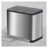 Large Capacity Foot-operated Trash Can Double Three Bin Garbage Sorting Garbage Can Rectangular Trash Can with Lid Brushed Stainless Steel Garbage Container Bin (Silver)