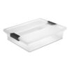 Large Clear Plastic Storage Box with Latching Lid and Black Latches