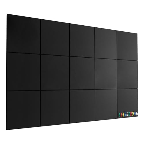 Large Felt Bulletin Board Tiles - 15-Pack Self-Adhesive Reusable Pinboards, Sound Dampening Decorative Memo Boards with 30 Colorful Pins, Cork Board Alternative for Office, Home, School, training area