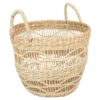 Large Handwoven Seagrass Storage Basket with Handles, Natural
