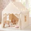 Large Kids Play Tent with Mat & Star Lights, Pink Princess Tent for Girl
