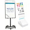 Large Mobile Whiteboard on Wheels Round Stand,Magnetic Dry Erase 40"x26"