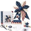 Large Patchwork Bow Sewing Kit，Farmhouse Fabric Door Hanging Craft