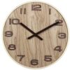 Large Retro Wall Clock， 14’’ Non Ticking Classic Silent Wooden Wall Clock Decorative Living Room， Battery Operated (Yellow)