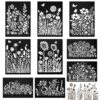 Large Reusable Flower Wall Stencils for Painting & Crafts, 9-Pc Kit