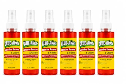 La's Totally Awesome Glue Away Adhesive Remover & Cleaner Spray, Adhesive, Sticker & Glue Remover, Removes Labels Residue, Tape Residue, Gum, Crayon, Wax & Tree Sap, Multi-Surface, 4 Fl Oz (Pack of 6)