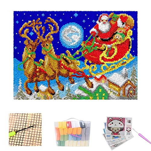 Latch Hook Rug Kit Carpet Tapestry with Crochet/Colorful Pre-Printed Mesh Embroidery Needlework DIY Yarn Hooking Craft for Adult Kid Crocheting Parent-Child Interaction Gift (H 80 * 115cm)