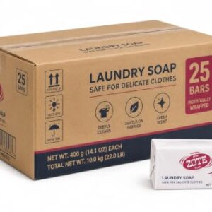 Laundry Soap Bar, 400g (Case of 25 Bars) – Multipurpose Laundry Stain Remover Soap for Hand Washing, Delicates & Household Cleaning
