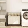 Laundry Sorter with 4 Bags, Heavy Duty Steel Frame Rolling Laundry Cart with Wheels, Cream