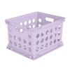 Lavender Plastic File Crate Storage Bin, Stackable Document Organizer with Integrated Through Handles, Hanging File Box for Letter Size Paper, Office & Home Desktop File Storage Container