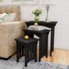 Lavish Home Nesting Tables, Black, Set of 3, 21.5”/15.75”/10.75”