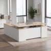 Laxodor 71" L Shaped Executive Desk with File Cabinet Drawers Outlet USB