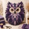 Layered Fabric Owl Wall Art DIY Sewing Kit, Vintage Patchwork Hanging Animal Ornament with Feather Accents, Beginner‑Friendly Handmade Craft, Festive Christmas Gift for Creative Adult Craft