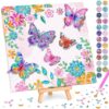 LCOZX 3D Butterfly Diamond Art Kit Girls 8-12 with Shaped Wood Stand