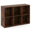 LDAILY 6-Cube Storage Bookshelf, Small Open Display Rack, Brown