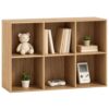 LDAILY 6-Cube Storage Bookshelf, Small Open Display Rack, Natural