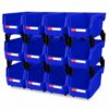 LEADLOONG 12 Pack Stackable Storage Bins Heavy Duty Parts Organizer Blue