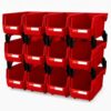LEADLOONG 12 Pack Stackable Storage Bins Heavy Duty Parts Organizer Red