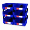 LEADLOONG 6 Pack Stackable Storage Bins Heavy Duty Parts Organizer Blue