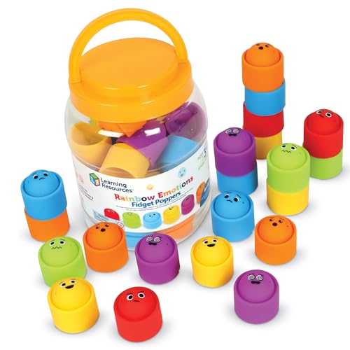 Learning Resources Rainbow Emotion Fidget Poppers Classroom Set, 24 Pieces, Ages 3+, Autism Sensory Toys, Social-Emotional Learning,Sensory Toys for Toddlers