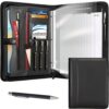 Leathario Portfolio Binder, Padfolio Organizer, 3 Ring Binder with Zipper