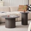 Lecafur HL Round Nesting Coffee Tables for Living Room, Set of 2, Black