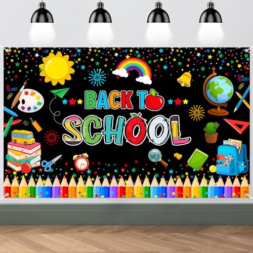 Lecheme Back to School Backdrop First Day of School Backdrop for Kids Welcome Back to School Banner for Classroom Decorations Photography Background for First Day of School