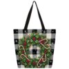 Lecluit Christmas Cane Candy Xmas Holly Canvas Tote Bag for Women,165