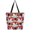 Lecluit Christmas Snowman Canvas Tote Bag with Zipper,80