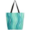 Lecluit Teal Striped Turquoise Stripe Canvas Tote Bag with Zipper,118