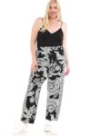 LEEBE Women and Plus Size Wide Leg Pants (S-5X) (Black Paisley Side Border, 4X)