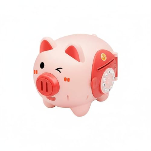 LeeQinersw Pig Money Bank Electronic Savings Box Toy with Automatic Bill Intake Keypad Password Lock Lights Large Capacity Style Suitable for Children Learning Bedroom Decor, Pink