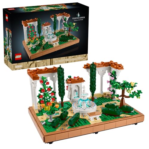 LEGO Icons Fountain Garden Building Set - DIY Kit for Adults, Ages 18+ - Miniature Craft Building Blocks for Home Decor, Display - Gift for Birthdays - with Cypress Trees and Grape Vines - 10359
