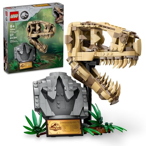 LEGO Jurassic World Dinosaur Fossils: T Rex Skull Building Toy - Dinosaur Toy for Boys & Girls, Ages 9+ Years - Gift for Christmas - Display for Bedroom - 76964