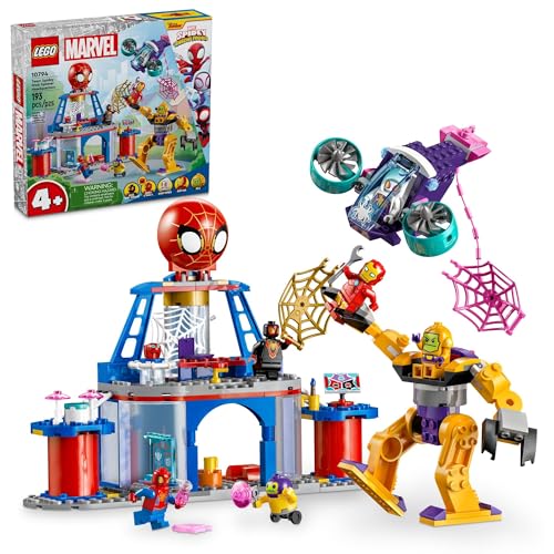 LEGO Marvel Team Spidey Web Spinner Headquarters Building Toy - Pretend Play Spidey and His Amazing Friends Toys Playset for Boys & Girls, Ages 4+ Years - 3 Superhero Minifigures - 10794