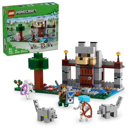LEGO Minecraft The Wolf Stronghold Fortress Playset, Video Game Toy for Boys and Girls, Action Packed Castle Building Set with Minifigures, Minecraft Toy Gift for Kids Ages 8 and Up, 21261