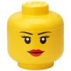 LEGO Storage Head (SMALL) - BOY - Polypropylene Storage Box with Lid for Kids' Toy Storage Stackable Organizer and Fun Storage Solution Toy box yellow