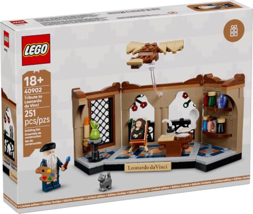 LEGO Tribute to Leonardo da Vinci – 250-Piece Renaissance Workshop Building Set with Leonardo Minifigure, Mona Lisa & Ornithopter, Collectible Art Display Gift for Adults – 40902