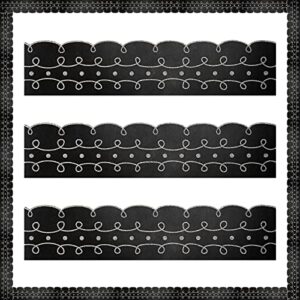 Leinuosen 50.5 ft Bulletin Board Border 44 Pcs Squiggles and Dots Die Cut Border Trims with 20 Sheet Glue Point Dots Bulletin Back to School Decoration for Classroom School Office(Black with White)