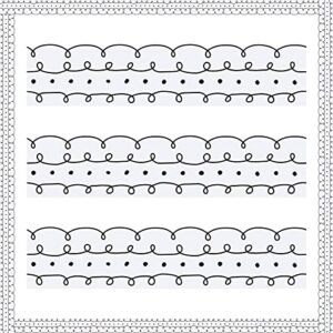 Leinuosen 50.5 ft Bulletin Board Border 44 Pcs Squiggles and Dots Die Cut Border Trims with 20 Sheet Glue Point Dots Bulletin Back to School Decoration for Classroom School Office(White with Black)