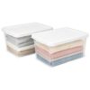 LekBee 12 Quart Clear Plastic Storage Bin with Snap-On Lid, 2 Pack