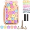 LeLehome Magnetic Reward Jar for Kids, Cute Flowers Wood Incentive Jar Behavior Chart Reward System for Home Classroom Potty Training Chores Good Habits, Boys & Girls