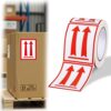 LemonSecret 500 Pcs Arrows Up Labels - Adhesive Arrow Goods Shipping Stickers for Packages, 6 x 4 Inches (Red)