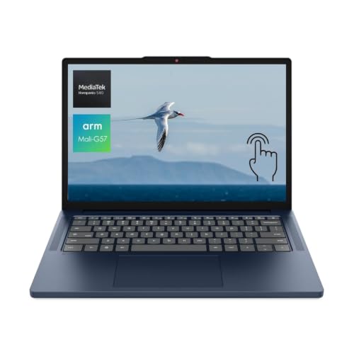 Lenovo IdeaPad Slim 3 Chromebook, 14" 2K Touchscreen Laptop, MediaTek Kompanio 540(8-Core), 8GB LPDDR5X RAM, 128GB UFS, Wi-Fi 6E, Ultra-Thin, Chrome OS, Cosmic Blue, EAT 128GB SD Card